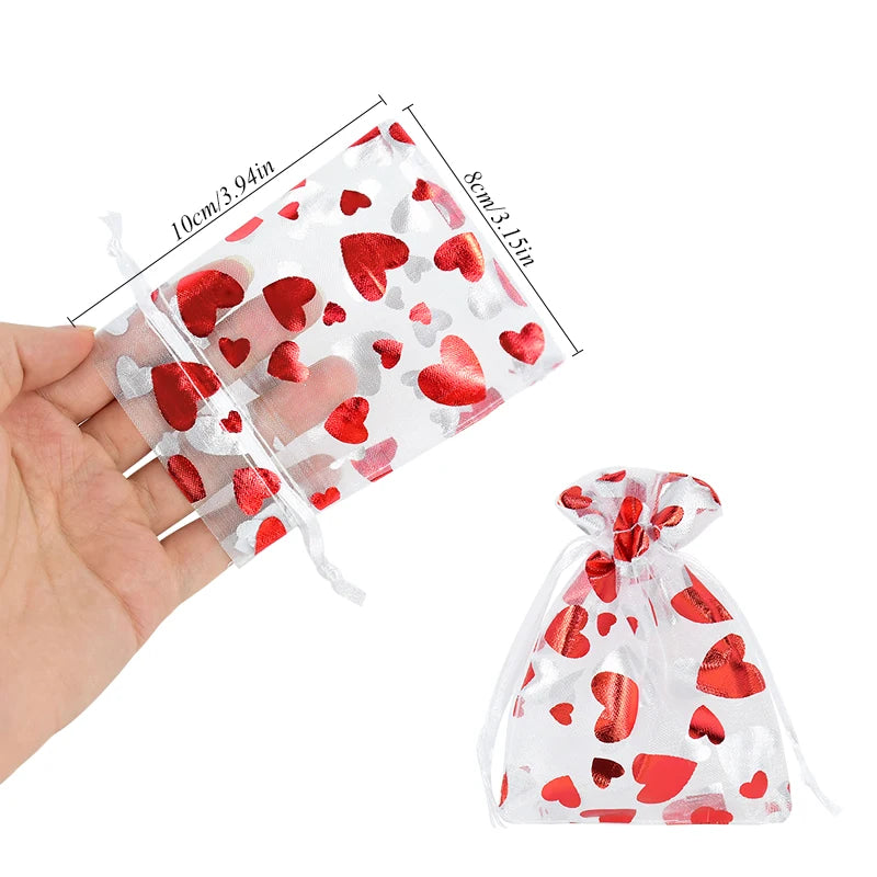 Red love heart candy bags