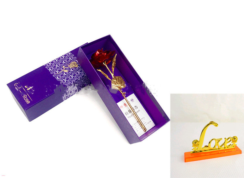 Red purple gift with base rose flower