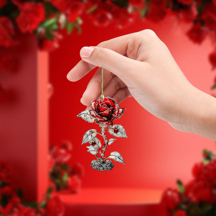Red rose pendant car decor