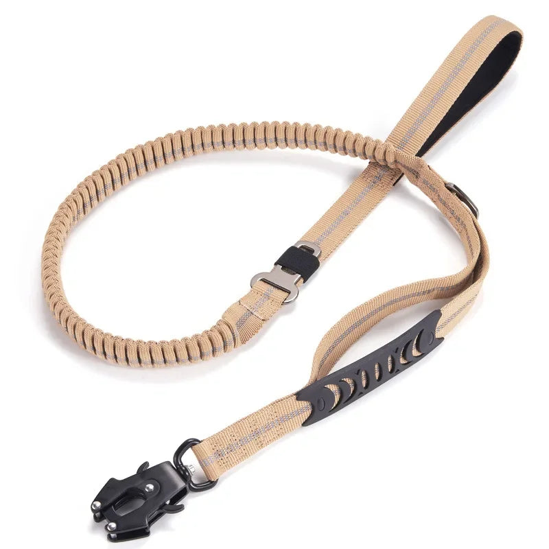 Reflective dog leash with car seatbelt clip