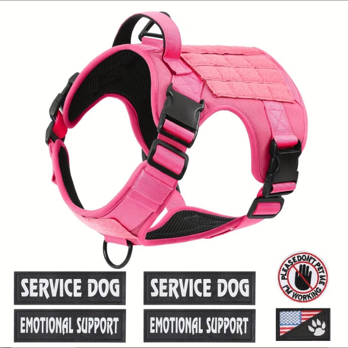 Reflective large dog service harness