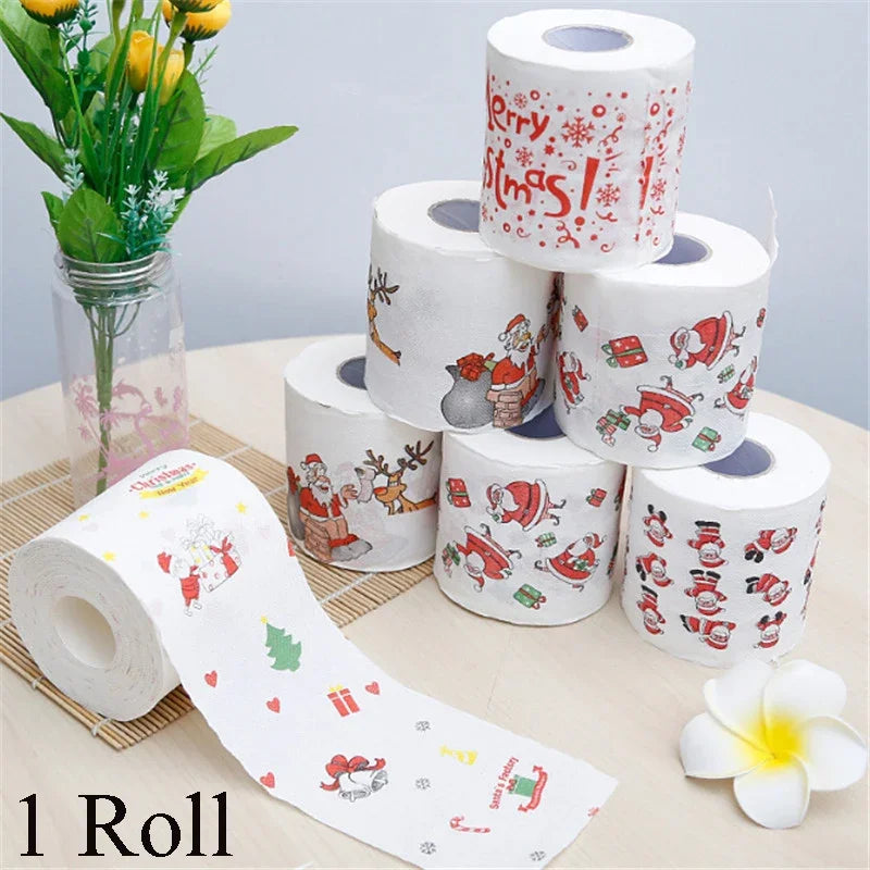 Reindeer and Santa design on toilet paper