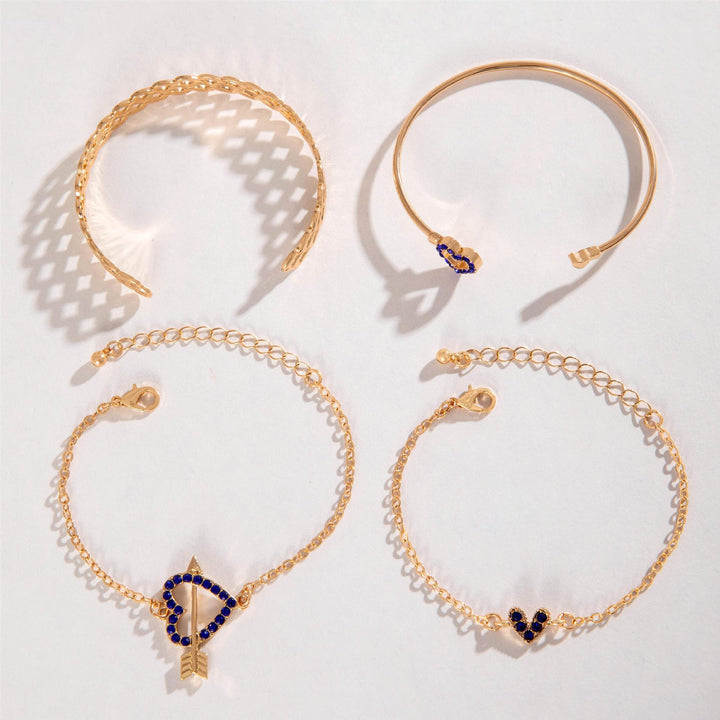 Rhinestone Flower Bracelet Set