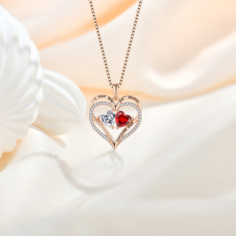 Rhinestone heart-shaped love necklace women