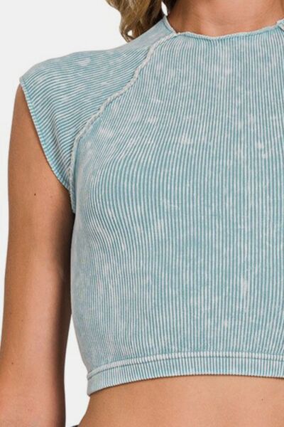 Ribbed Round Neck Crop
