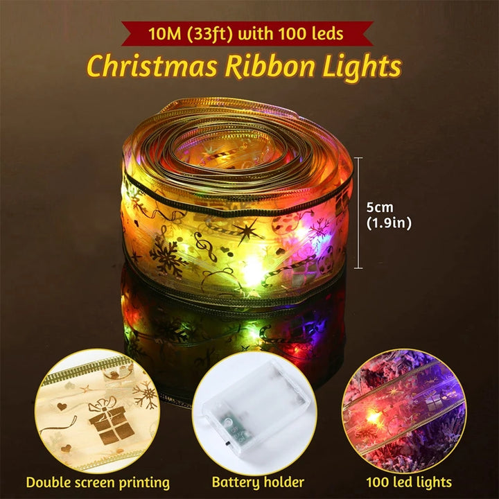 Ribbon fairy light strings for Navidad gifts