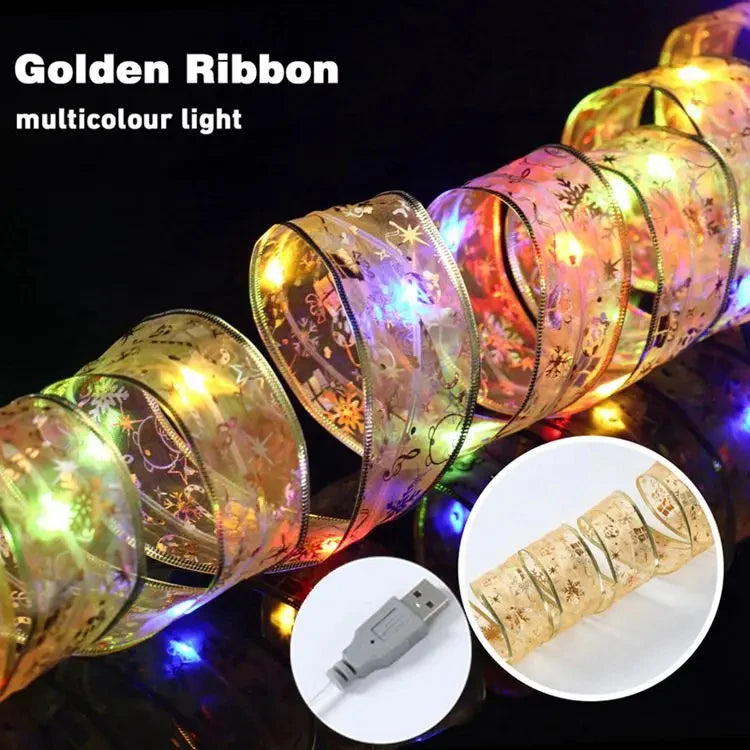 Ribbon fairy lights for festive decorations