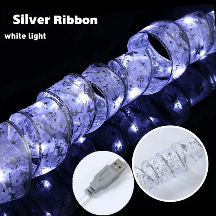 Ribbon fairy lights in white color