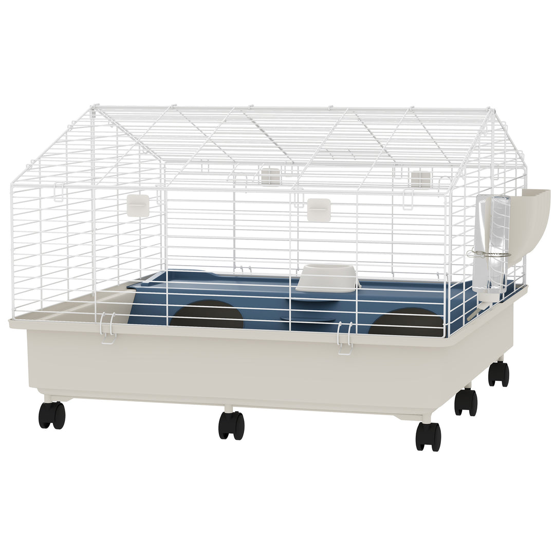 Rolling small animal cage with water bottle
