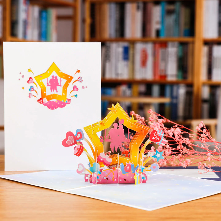 Romantic 3D pop-up wedding card