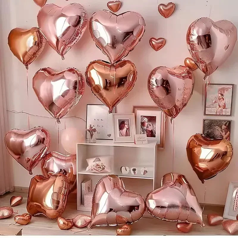 Romantic heart-shaped foil balloons for weddings