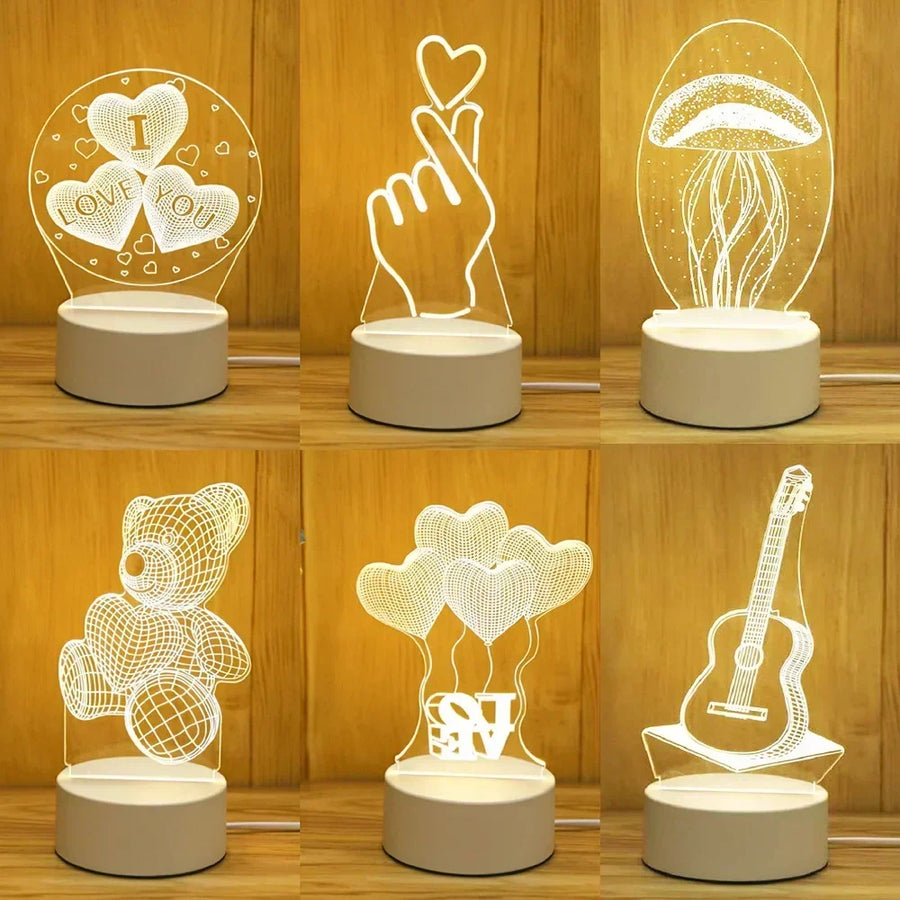 Romantic love 3D LED lamp