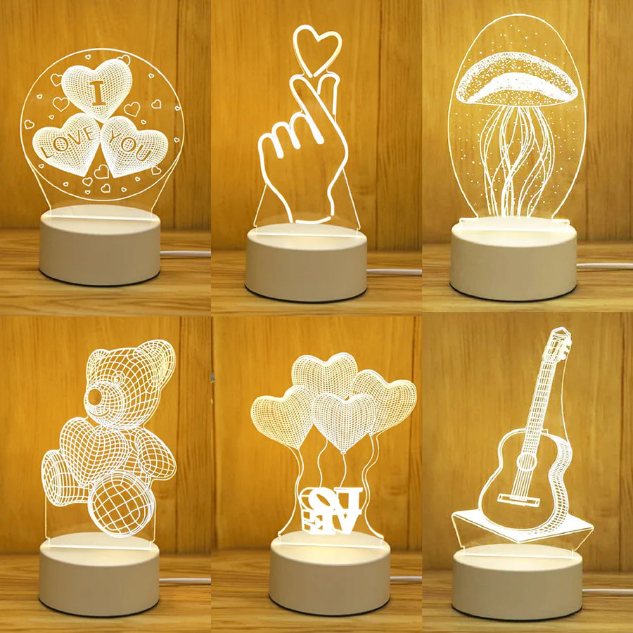 Romantic love 3D acrylic LED lamp