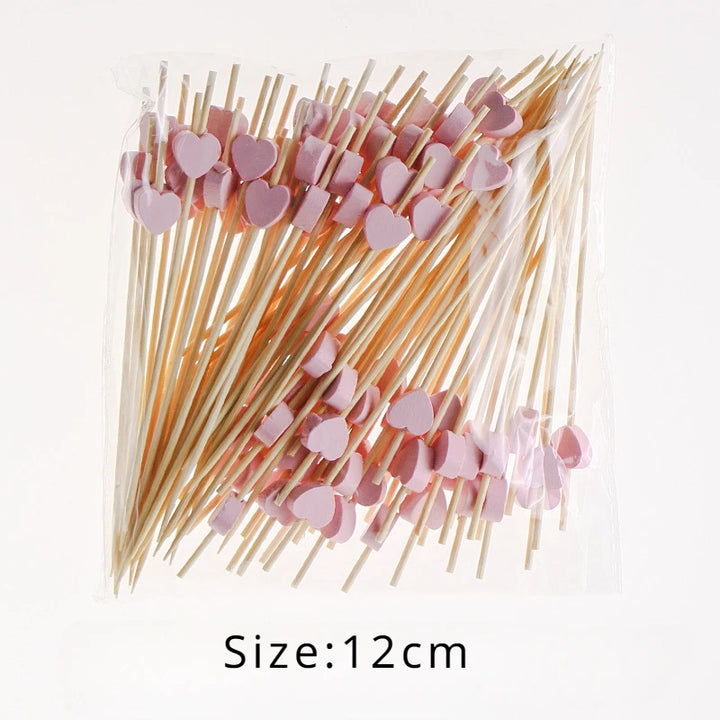 Romantic party bamboo toothpicks with hearts