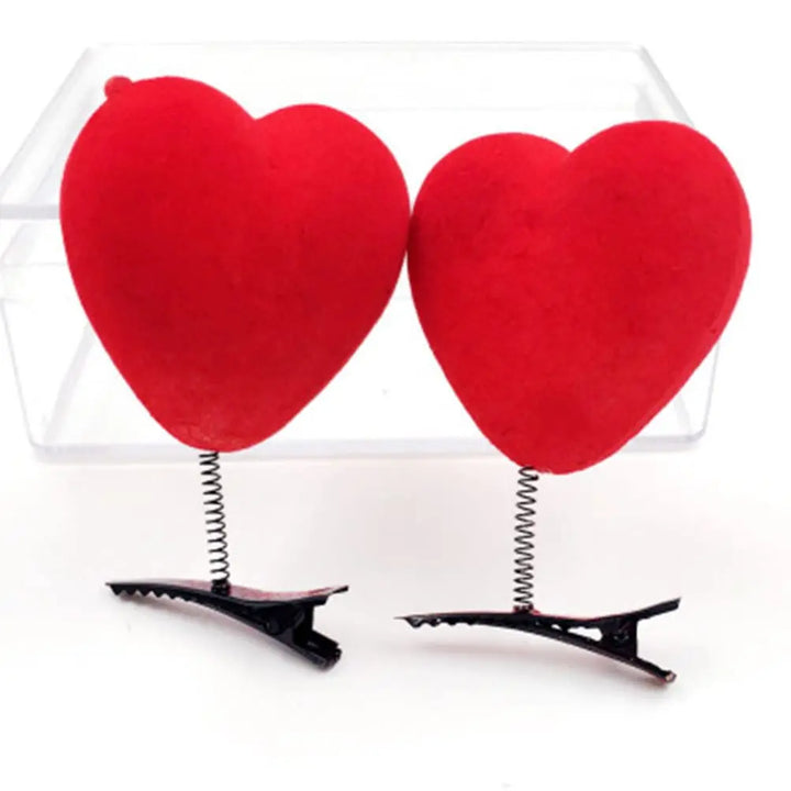 Romantic red heart-shaped hairpins