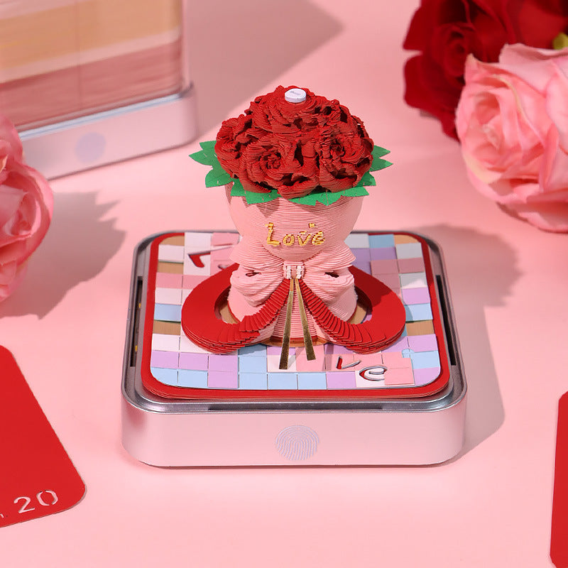 Rose calendar 3D desk sculpture