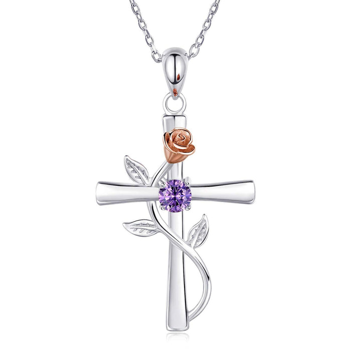Rose cross pendant birthday gift