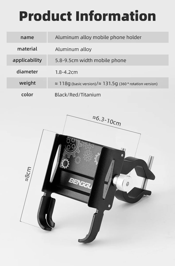 Rotating Bike Phone Holder product information 