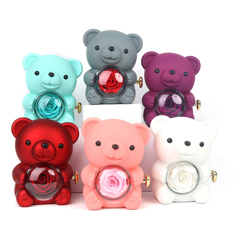 Rotating teddy rose box