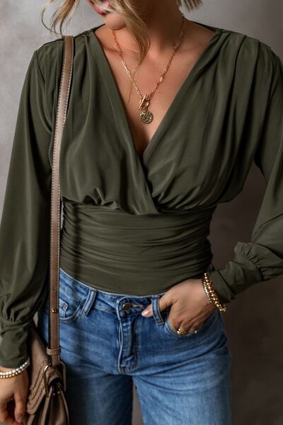 Ruched Surplice Bodysuit Outfit