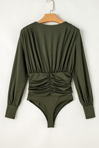 Ruched Surplice Wrap Bodysuit