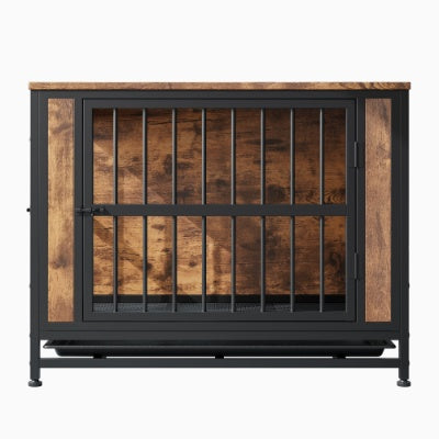 Rustic brown dog crate furniture