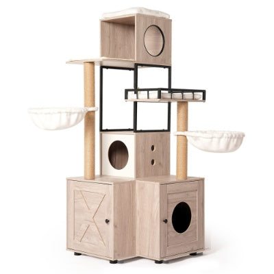 Rustic gray modern cat tower furniture