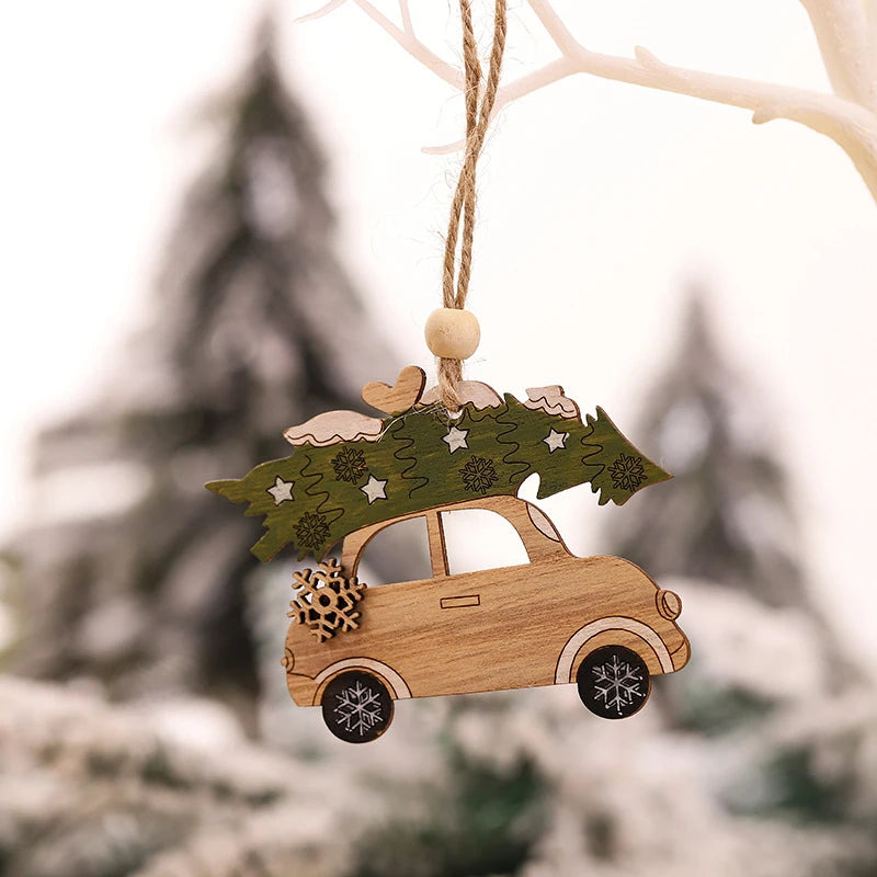 Rustic holiday pendants with car designs