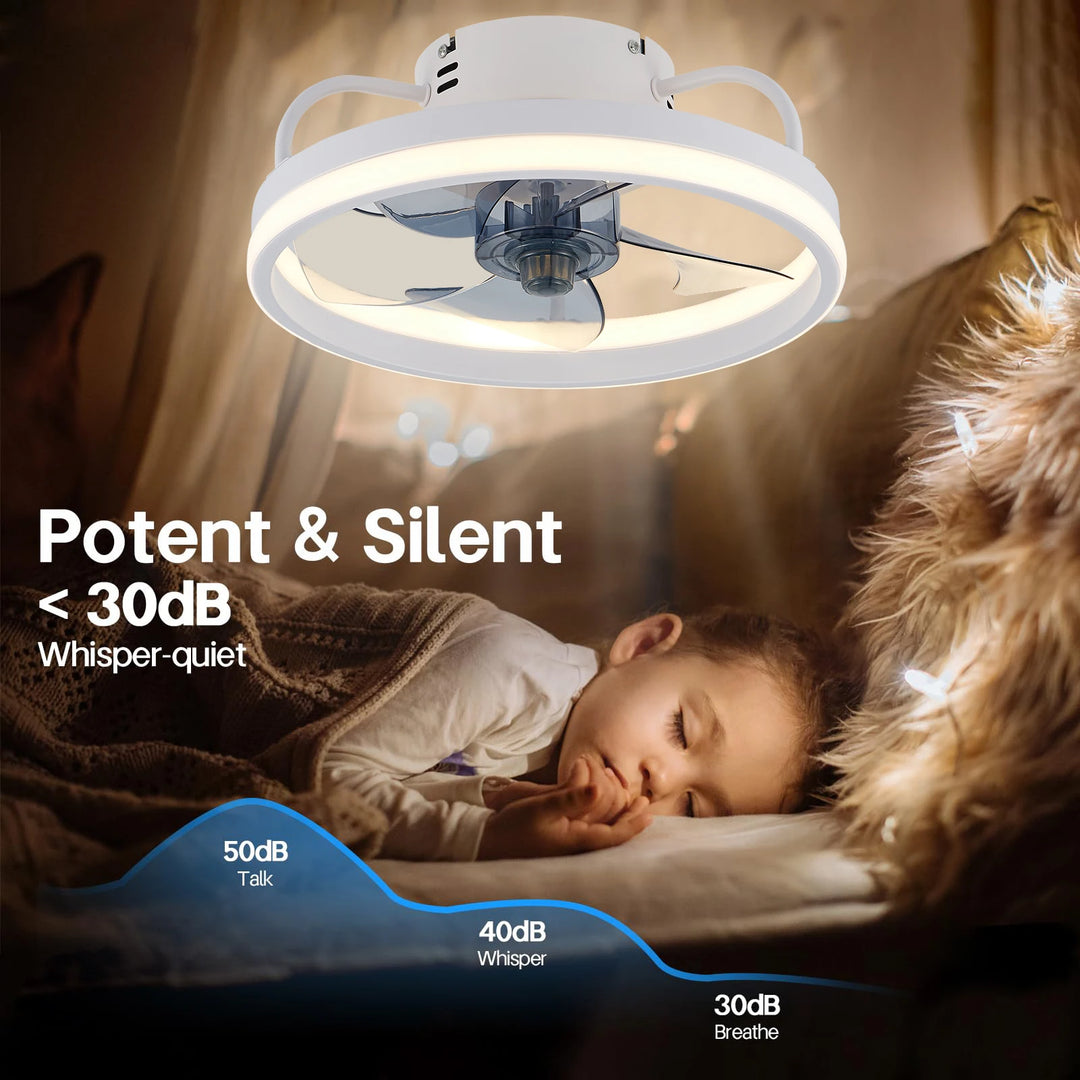 55W Smart Ceiling Fan Fans With Lights, Remote Control. perfect For Bedroom Decor, Ventilation, 33cm Air Invisible Blades, Silent Operation