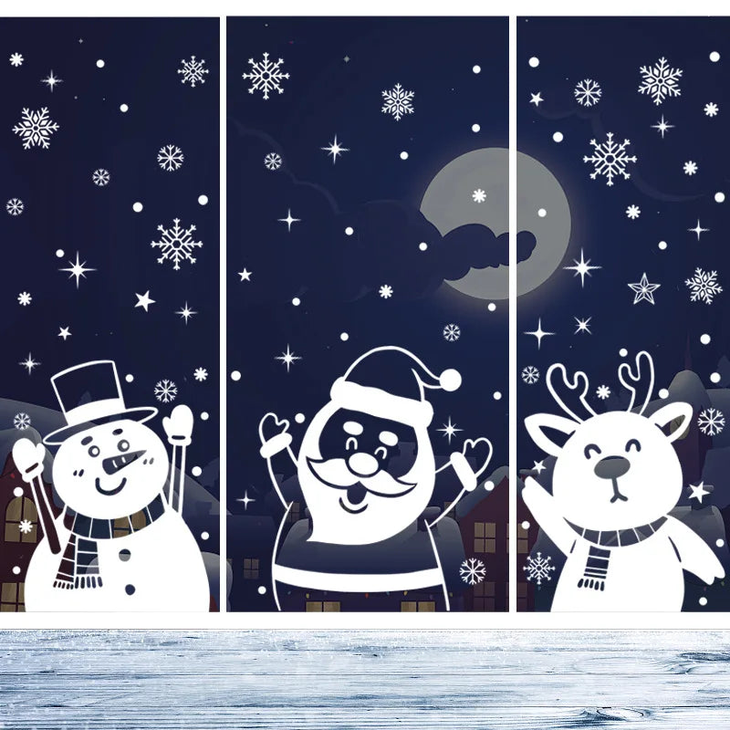 snowman santa window stickers for holiday celeb.