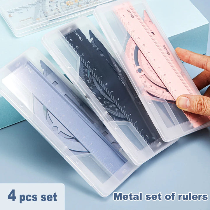 Metal Ruler Set For Drawing, Measuring | Ruler Kit for Students Office Accessories Supplies