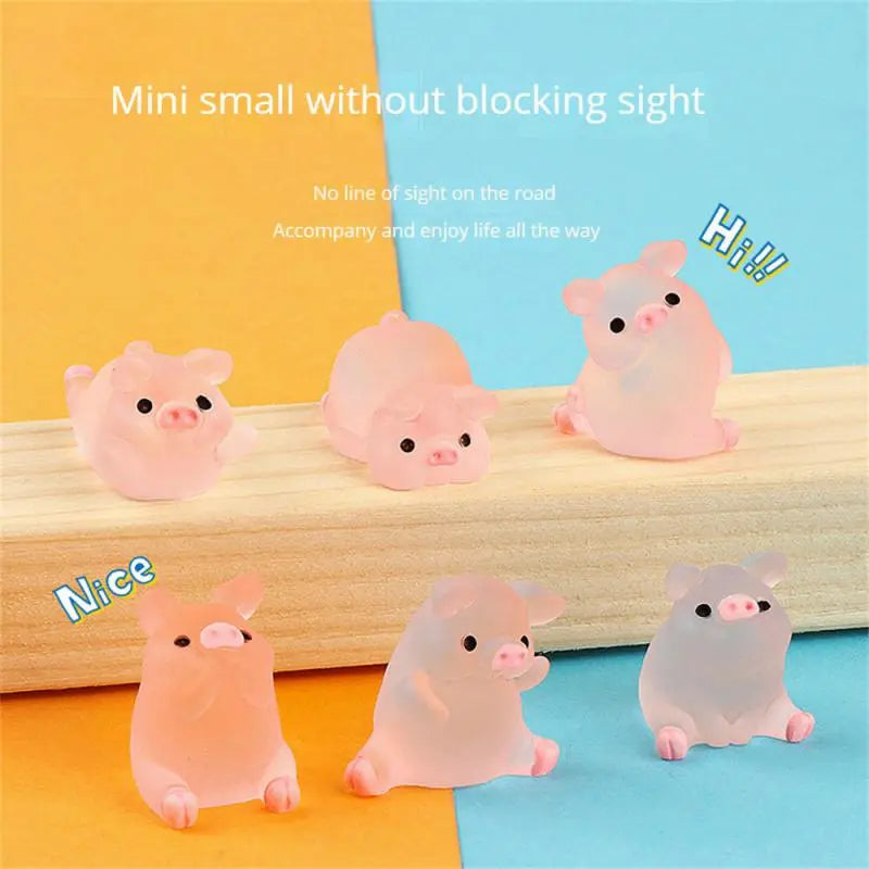 Luminous Mini Resin Pig Car Dashboard Toy Home Garden Decoration