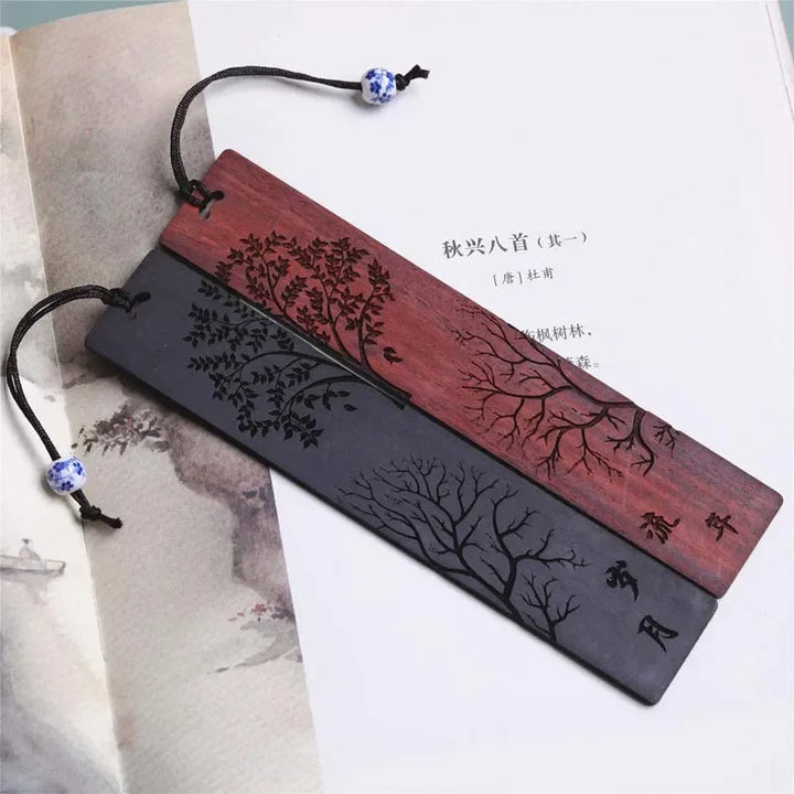 1 Pc Wooden Bookmark | Retro Carving Mahogany Bookmark For School & Office Stationery Accessories