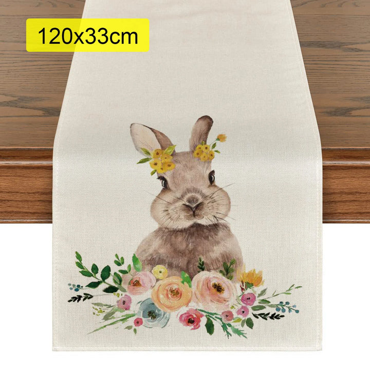  Bunny dining table runner with rabbit design