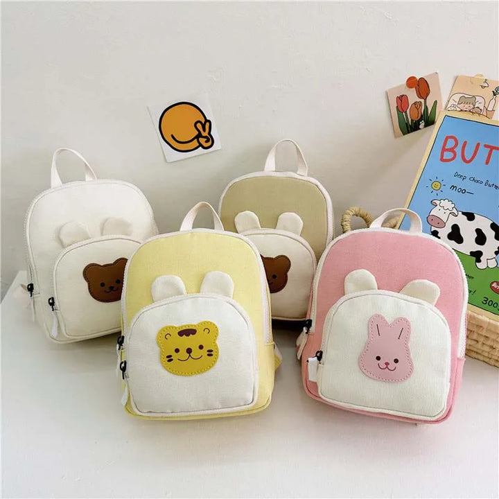 Korean Canvas Kids Backpack |Children's Handbags for Kindergarten Boys & Girls |Cartoon Bear Bunny Toddler Bag