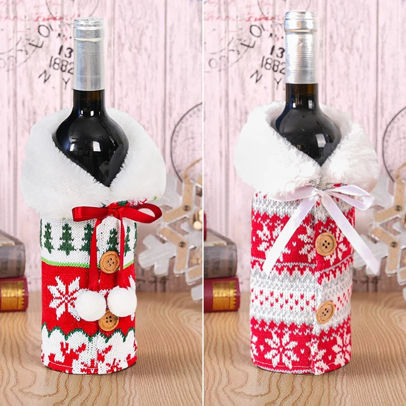 Christmas Wine Bottle Cover Merry Christmas Decorations For Home 2024 Cristmas Ornament Xmas Navidad Gifts New Year 2024