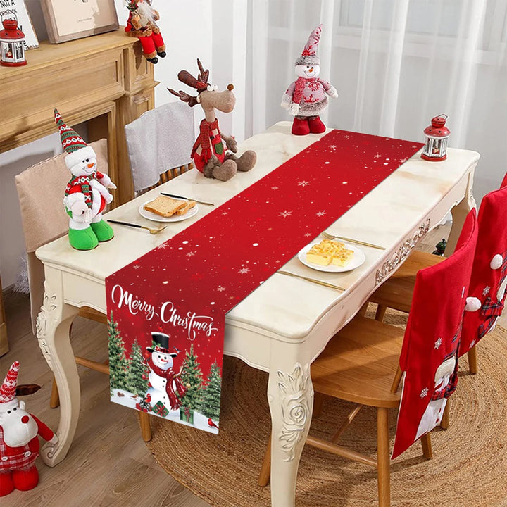 Polyester Christmas Table Runner Merry Christmas Decorations for Home decor 2024 Xmas Navidad Notal Noel Gifts New Year 2024