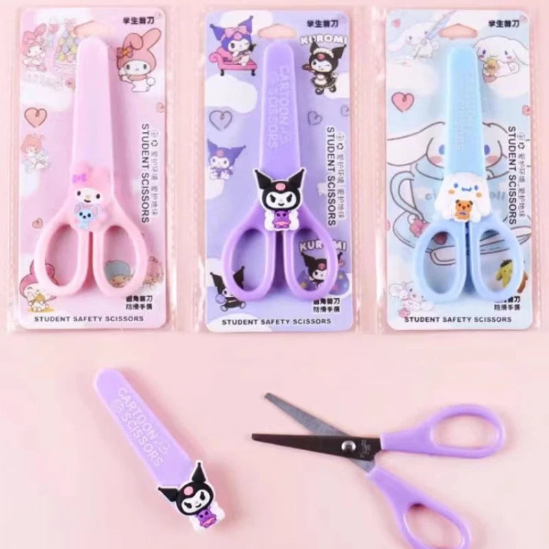 Adorable Sanrio Safety Scissors with Cover – Multi Color | DIY Cutting Set for KIds, School Stationery Supplies