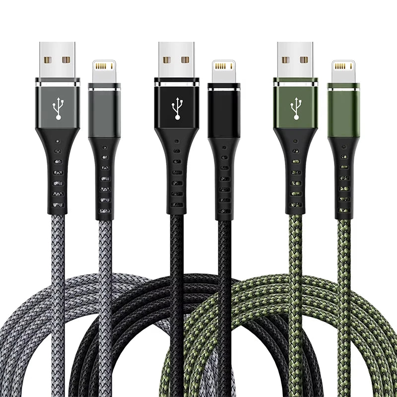 Original Lightning Cable USB Fast Charging Wire for iPhone 14 8 7 6S Plus X XR XS 13 12 11 Pro Max SE Nylon Braided Charger Cord