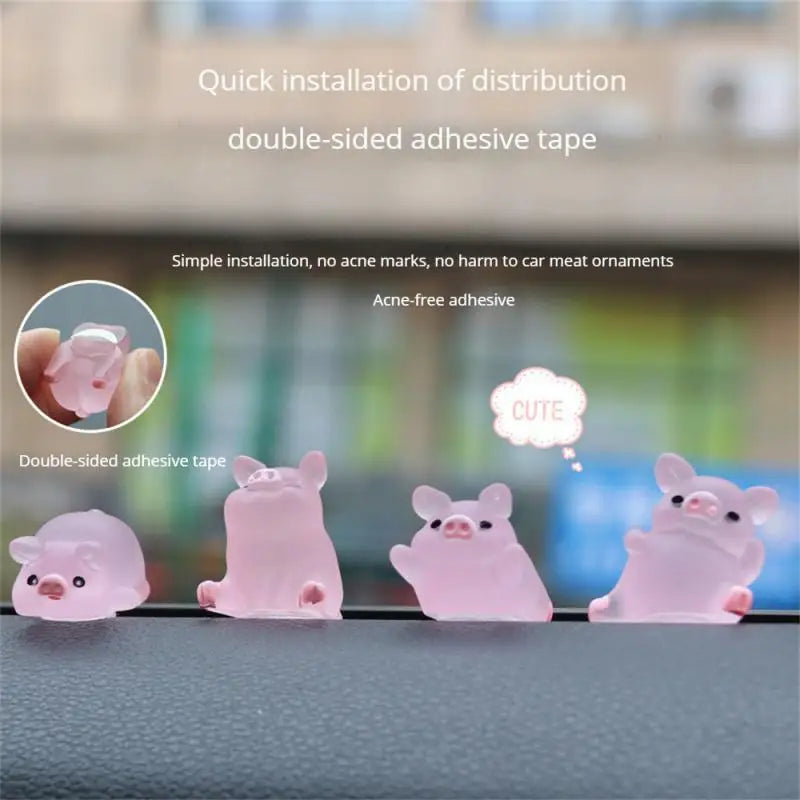 Luminous Mini Resin Pig Car Dashboard Toy Home Garden Decoration