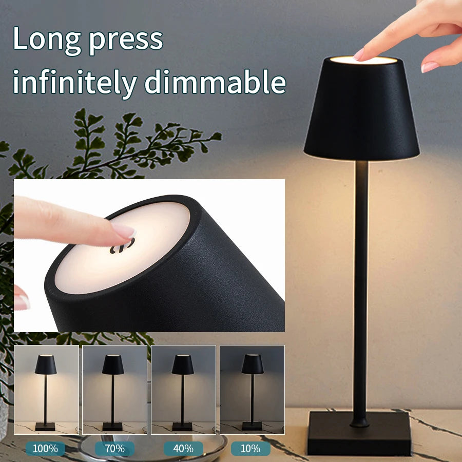 Table Lamps Rechargeable Wireless LED Desk Lamp - Touch Control Bedside and Office Light