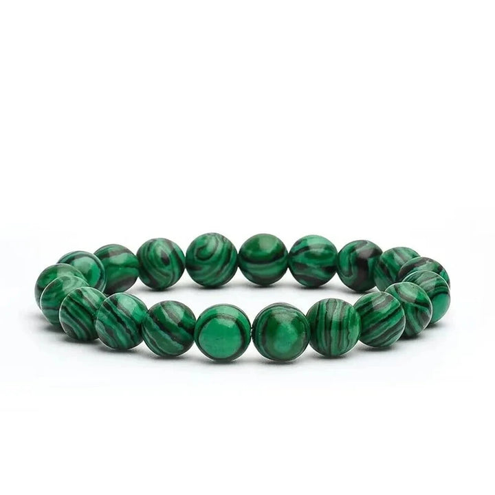 10mm Energy Yoga Bracelet Green Malachite Handmade Beaded Bracelet