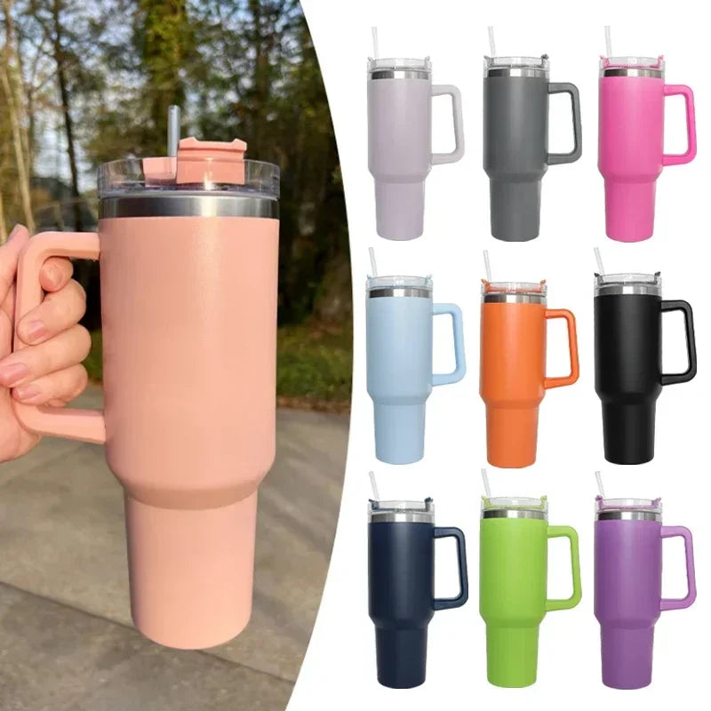 Stylish Stainless Steel Vacuum Insulated Tumbler With Lid & Straw Handle | Hot & Cold Drinks On-the-Go