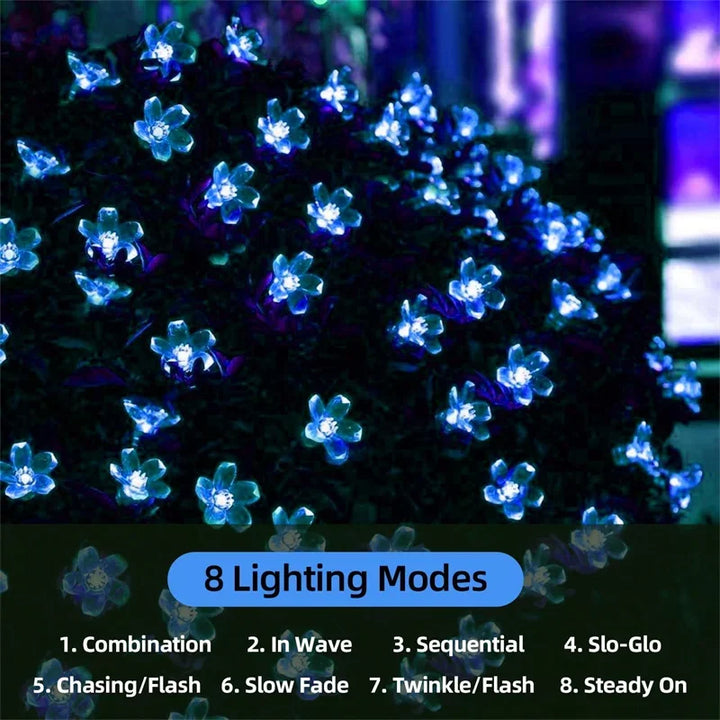 Solar Garden Light Flower - Outdoor Waterproof Fairy Simulation Floral Garlands Lamp