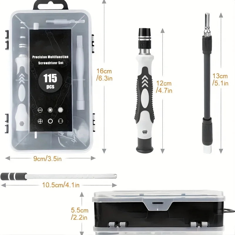 Precision Screwdriver Set 115 In 1 Magnetic Mini Screw Nuts Bits, High-Quality Metal, Multifunction Household Repair Tool Kit