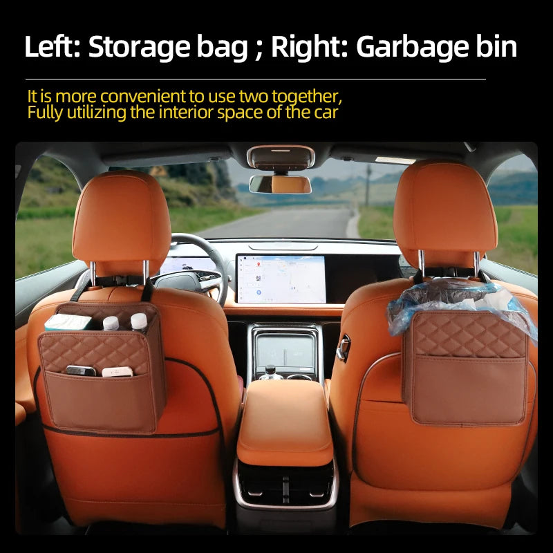 Multifunctional Universal Car Seat Storage Leather Bag