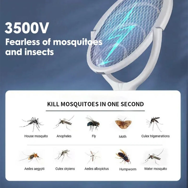 5 In 1 Fast Charging Electric Mosquito Swatter - Battery Powered Lamp with Adjustable ABS Racket