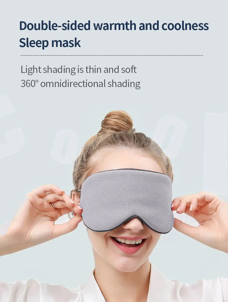 Korean Style Sleeping Eye Mask Ice Silk Warm|Dual Use (Cool & Warm)  Adjustable, Travel, Light Blocking, Breathable, Pain Relief Eye Mask