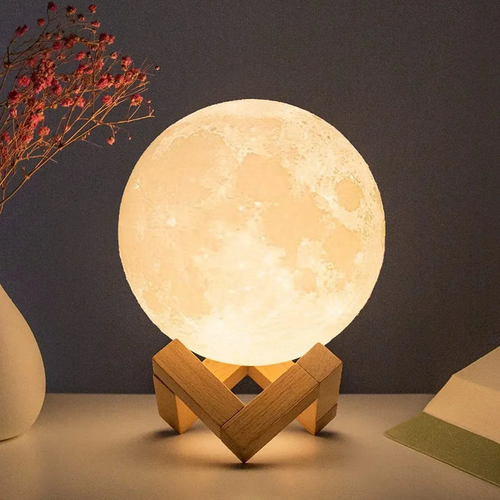 8cm LED Moon Night Light with Stand - Battery Powered, Ideal for Kids and Bedroom Decor