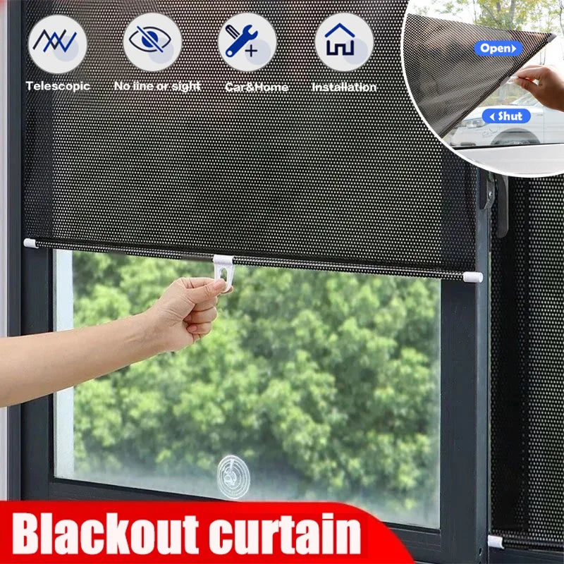 Universal Roller Blinds With Suction Cup, Sunshade Nail-Free Blackout Curtain For Car, Bedroom  Kitchen Office Window Sun-shading Curtains